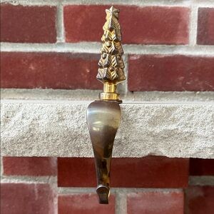 Tree vintage solid brass stocking hanger